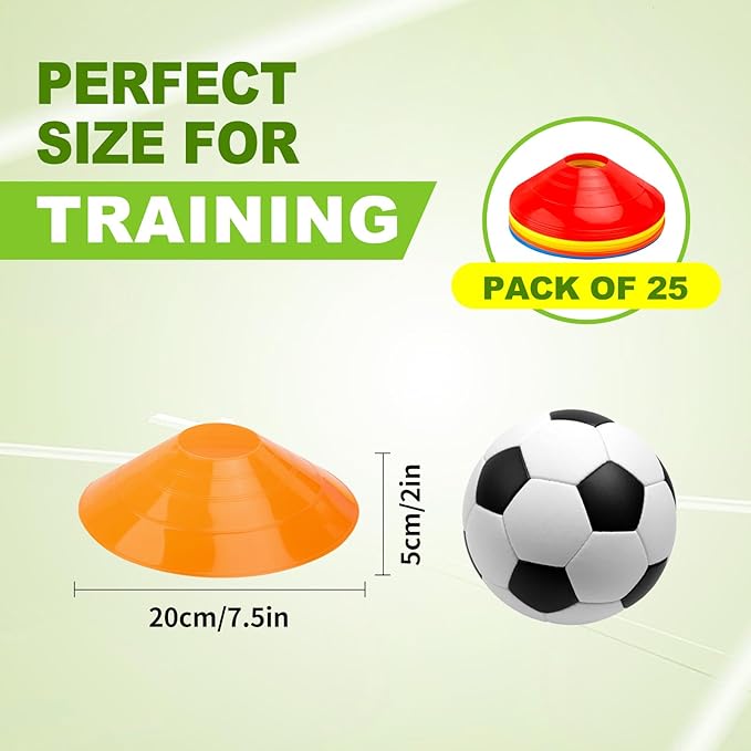 Ashsajkd(Set of 25/50/100 - Agility Soccer Cones with Carry Bag and for ï¼?Football Cones for TrainingFootball, Basketball, Coaching, Agility Cones for Indoor and Outdoor Games