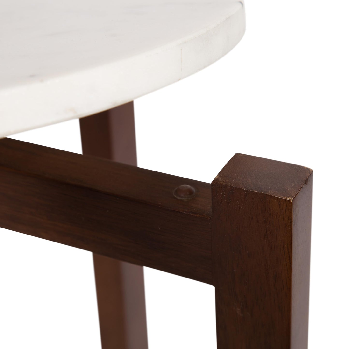 Kate and Laurel Moxley Transitional Round Side Table; 16 x 16 x 22; White Marble and Walnut Brown; Tiered Pedestal Table with Authentic Marble Tabletops for Bedroom Nightstand or Indoor Plant Stand