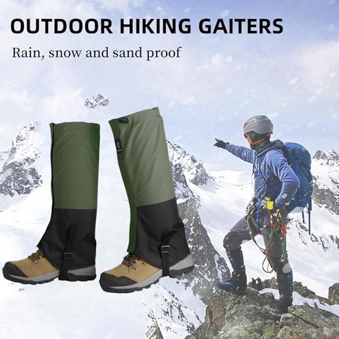 Waterproof Hiking Gaiters,Snow Boot Gaiters with Rubber Foot Strap,Lightweight and Adjustable,for Men and Women Hiking,Skiing,Mountaineering,Walking,etc.