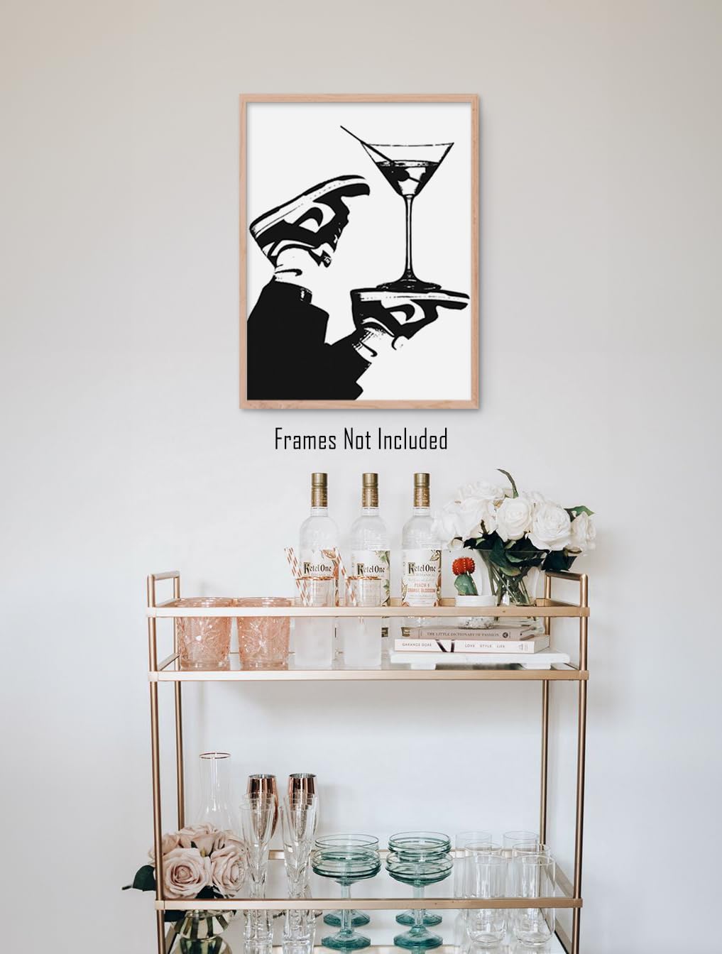 Bar Cart Accessories & Decor (UNFRAMED 12 x 16) Cocktail Wall Art Alcohol Drink Aesthetic Streetwear Fashion Shoes Sneaker Poster Wall Art Prints Martini Sneaker