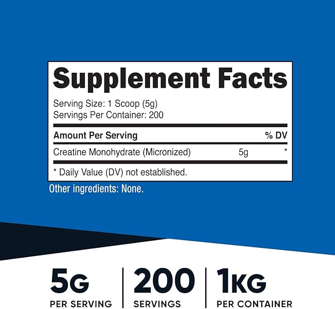 Nutricost Creatine Monohydrate Micronized Powder (1 KG) - Pure Creatine Monohydrate