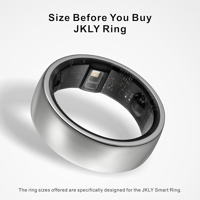 Smart Ring, Activity Trackers, Sleep Ring, Fitness Tracking, Stress Tracker, Heart Rate, Meditation, Temperature, Respiratory, No App Subscription, Women, Men, iOS, Android (Silver, 8)