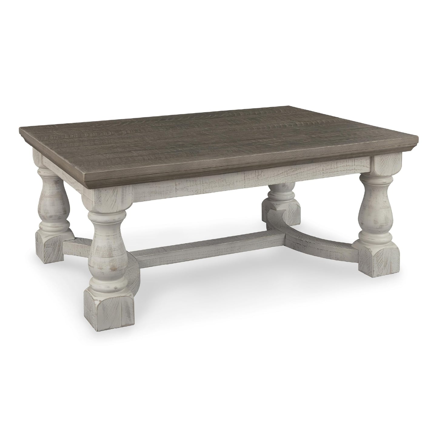Signature Design by Ashley Havalance Farmhouse Rectangular Coffee Table, Gray & White with Weathered Finish