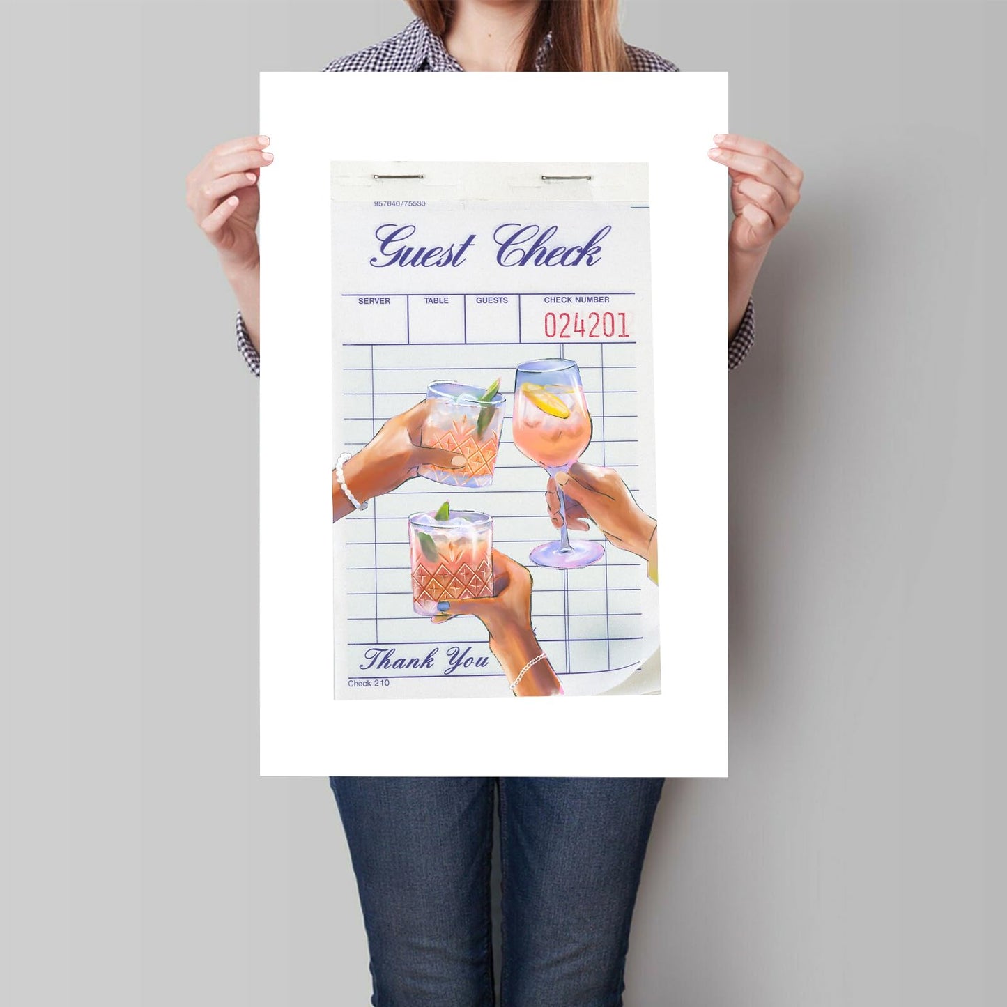 Xianyojafa Funky Guest Check Canvas Wall Art, Trendy Preppy Blue Bar Cart Poster for Room Aesthetic, Cocktail Cheers Alcohol Print, Retro Home Bar Pub Bar Cart Wall Decor 12x16in Unframed