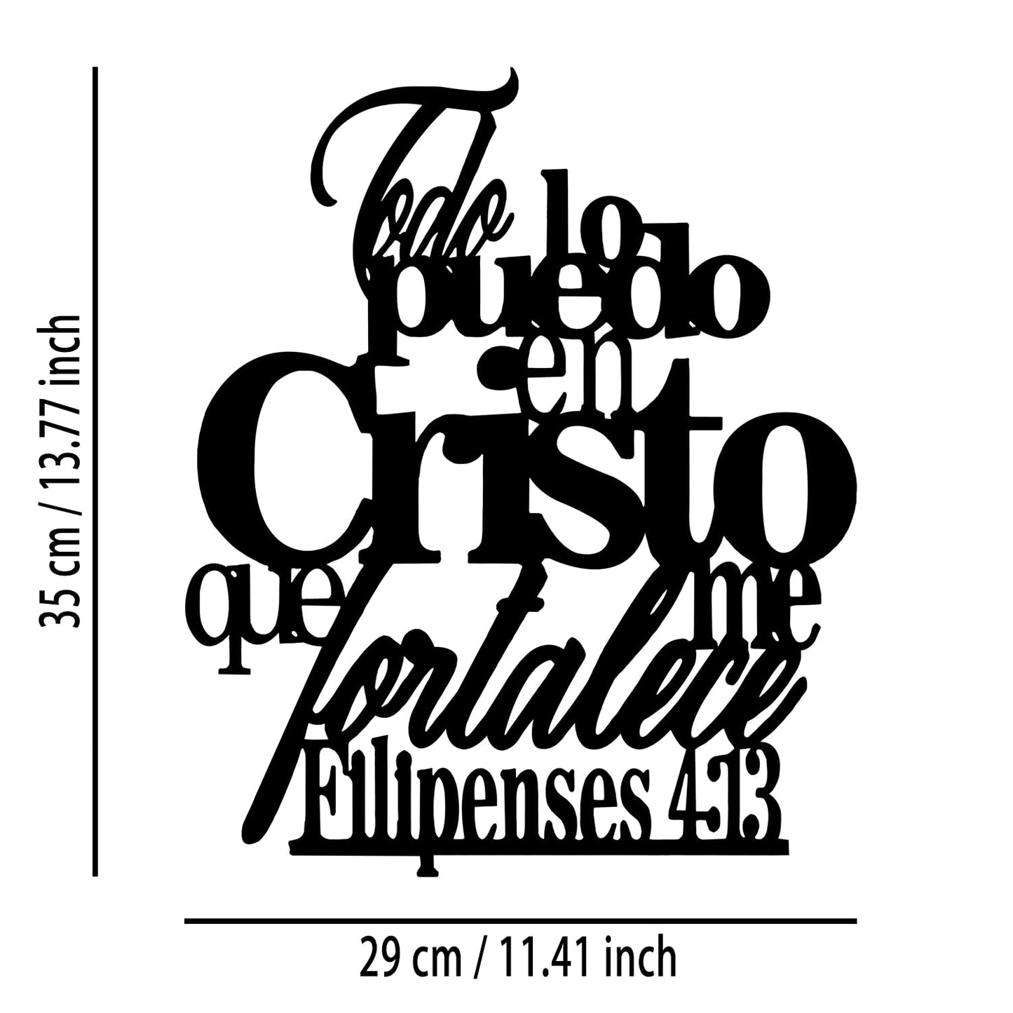 OPTYBVFD Filipenses 4 13 Metal Wall Decor - Christian Room Decor Motivational Scripture Inspirational Wall Art Home Decor for Living Room, Bedroom, Dining Room, Office (Black)