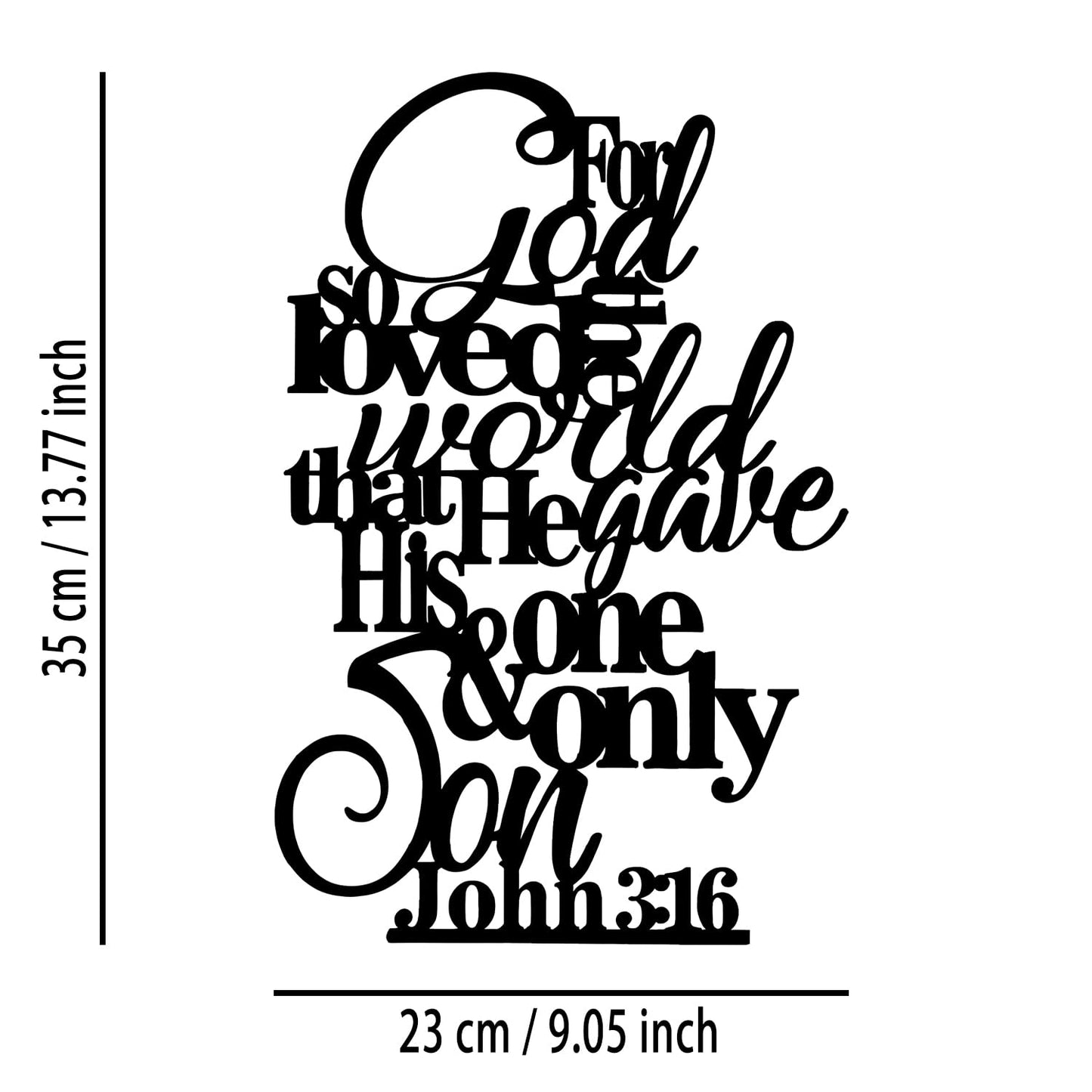 OPTYBVFD John 3 16 Metal Wall Decor - Motivational Inspirational Room Decor Christian Scripture Wall Art Home Decor for Living Room, Bedroom, Dining Room, Bathroom, Office (Black)