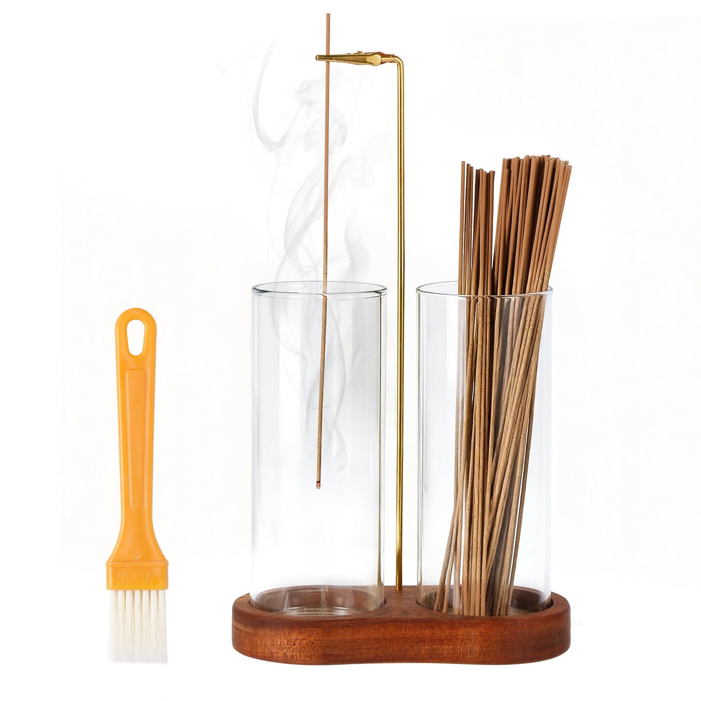 2 in 1 Incense Holder for Sticks, Glass Incense Burner with Storage, Upside Down Hanging Incense Holder with Ash Catcher for Meditation, Yoga, Spa Room & Home Decor