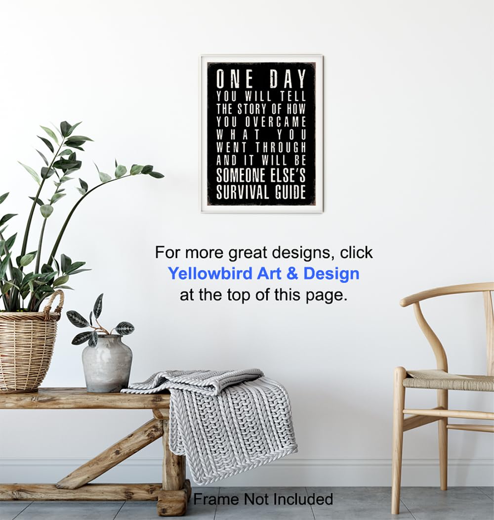 Black Office Decor Inspirational Quotes - Positive Quotes Posters for Men - Home Office Success Wall Art - executive Motivational Gifts for Him - Motivation Gym Wall Decor - Rustic small Wall Art Print