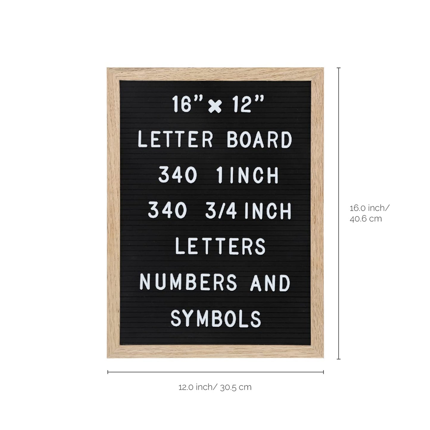 TrendArti Felt Letter Board - 680 Letters, Numbers & Symbols, 16 x 12 inch, Changeable Message Board for Notes & Announcements, Wood Frame, 2 Storage Bags, Light Brown Frame
