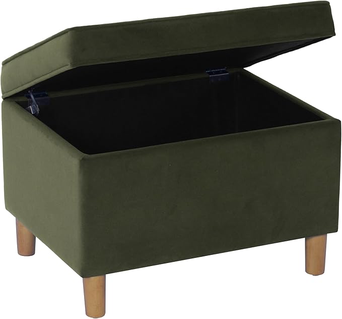 Spatial Order Home Decor | Dinah Collection Modern Storage Ottoman | Ottoman with Storage for Living Room & Bedroom(Loden Green Velvet)