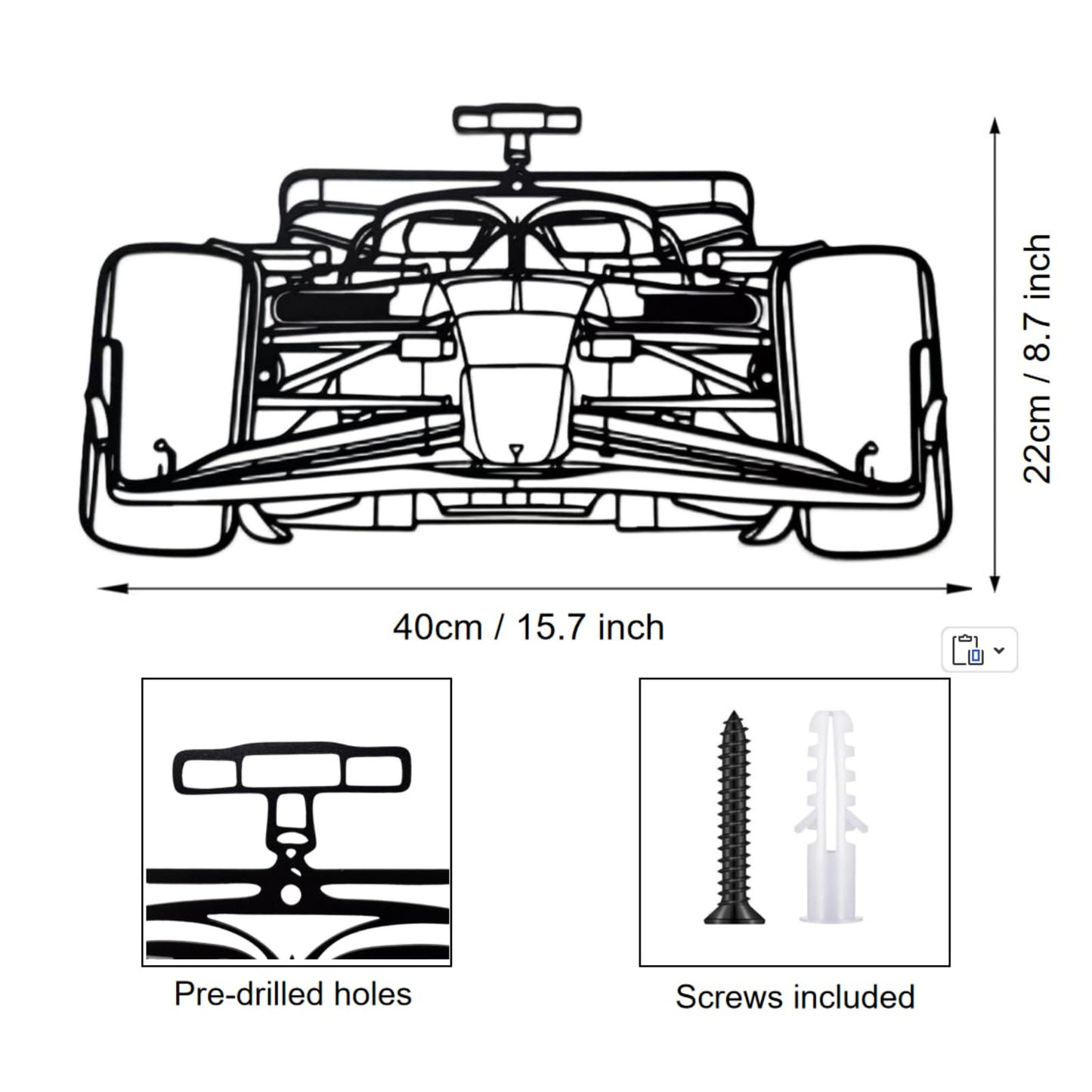 JBCHUCI F1 Wall Art Metal - Formula 1 Race Car Silhouette Wall Decor for Garage, Teen Boy Room, Man Cave, Bedroom - Unique F1 Gift for Men, Car Lovers & Motorsport Fans (15.7"x8.7")