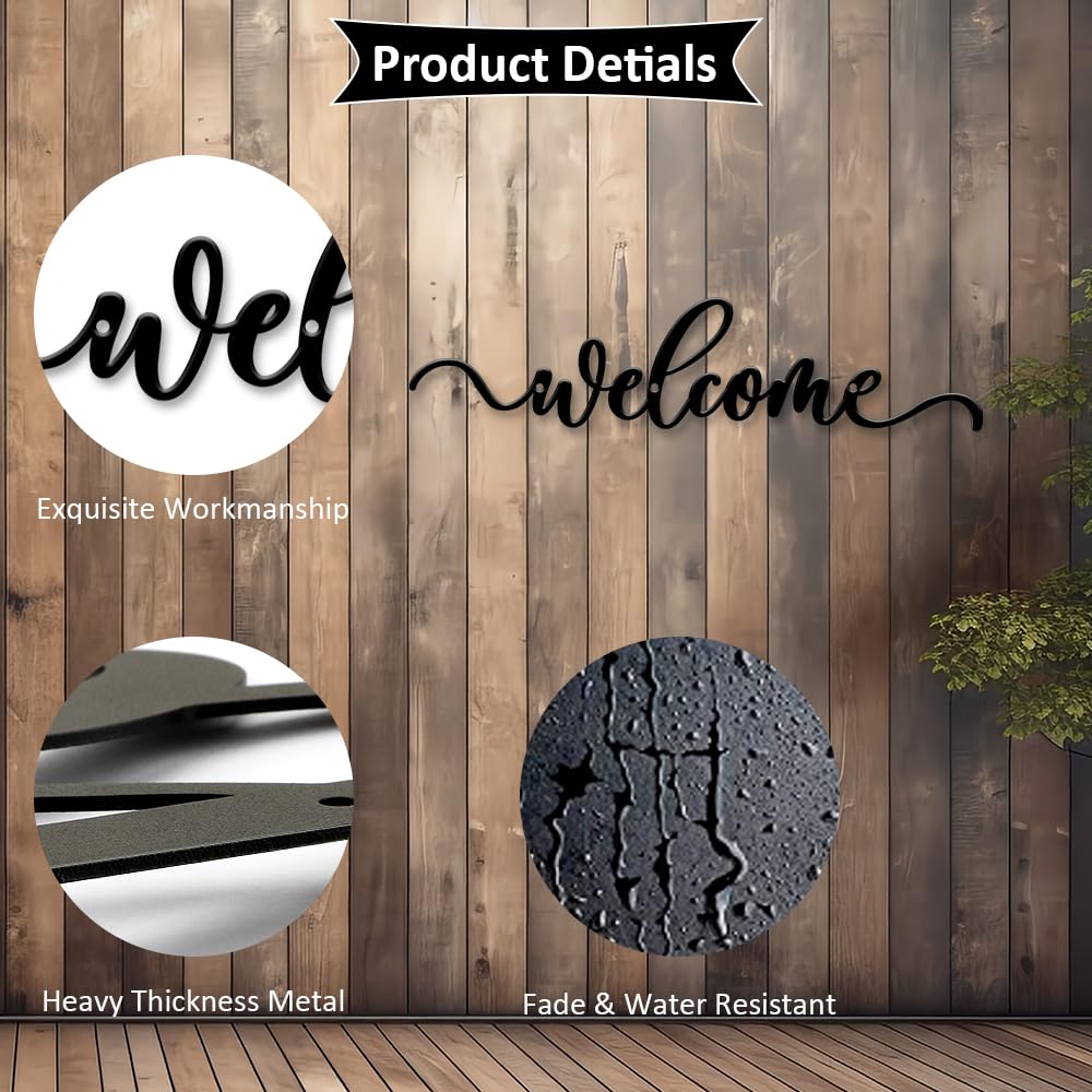 Prrivnix Metal Welcome Sign - 16 Inch Wall Art - Modern Rustic Decor - Outdoor Use - Funny Theme - Wall Mount - 1 Count - Bedroom