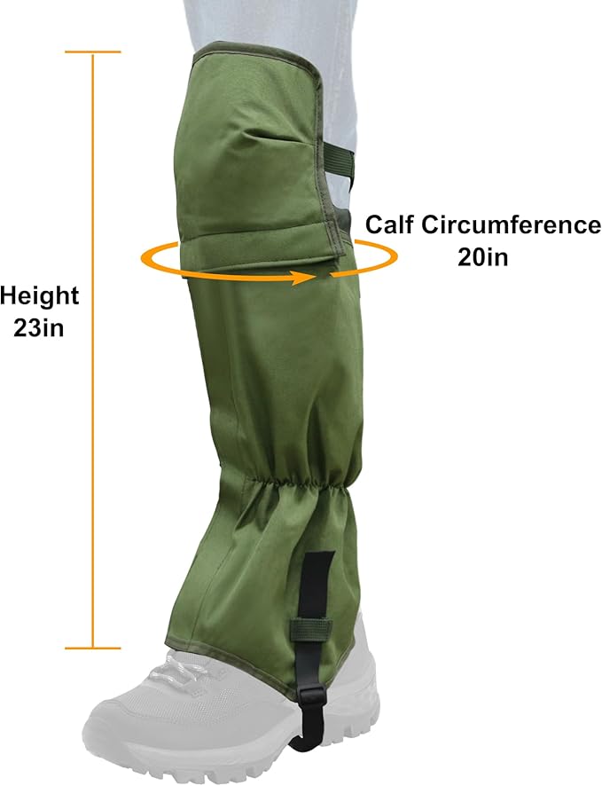 MDSTOP Adjustable Leg Gaiters, Waterproof Leg Guards for Men & Women, Snow Boot Gaiters, Lawn Care Leg Protection, for Hunting, Hiking, Fishing, Skiing, Climbing, Garden and Farm Working