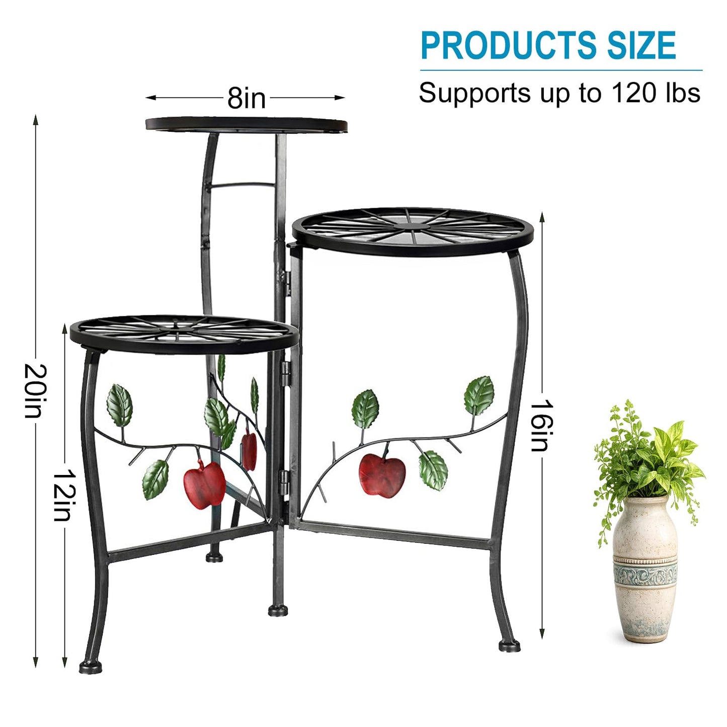 N.B.Y. 3 Tier Metal Plant Stand Indoor Outdoor Fold Waterproof Flower Plant Fit For Garden Balcony Patio Living Room Balcony Office Yard