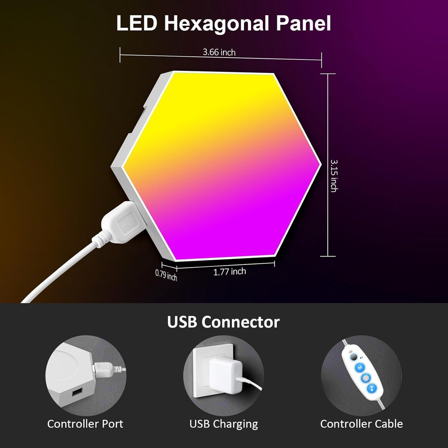 Kangtaixin Hexagon LED Lights 8 Pack - RGB Wall Panels with Music Sync, Smart App & Remote Control, DIY Modular Hex Light for Gaming Room, Bedroom, Living Room, Wall Decor
