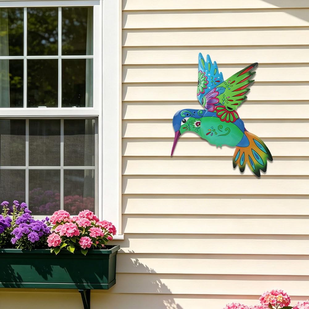 VEWOGARDEN Hummingbird Wall Art, Large Outdoor Metal Hanging Wall Decor for Home Outside Patio Garden Fence Decorations