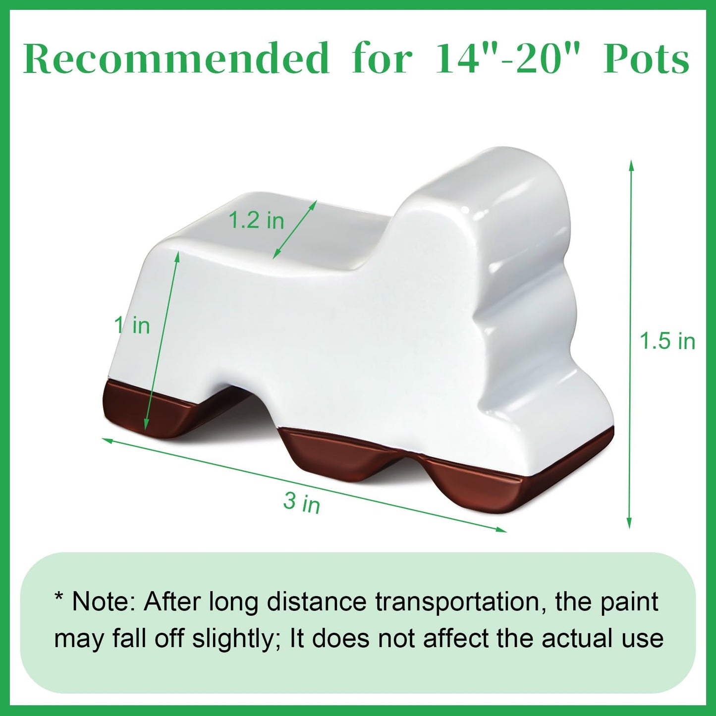 Kigeli 12 Pcs Resin Pot Feet for Outdoor Planters 3 Inch Long 1.5 Inch Tall Flower Handmade Elevator Plant Feet Frost Proof Lifter for 14-20 in Pot(White)
