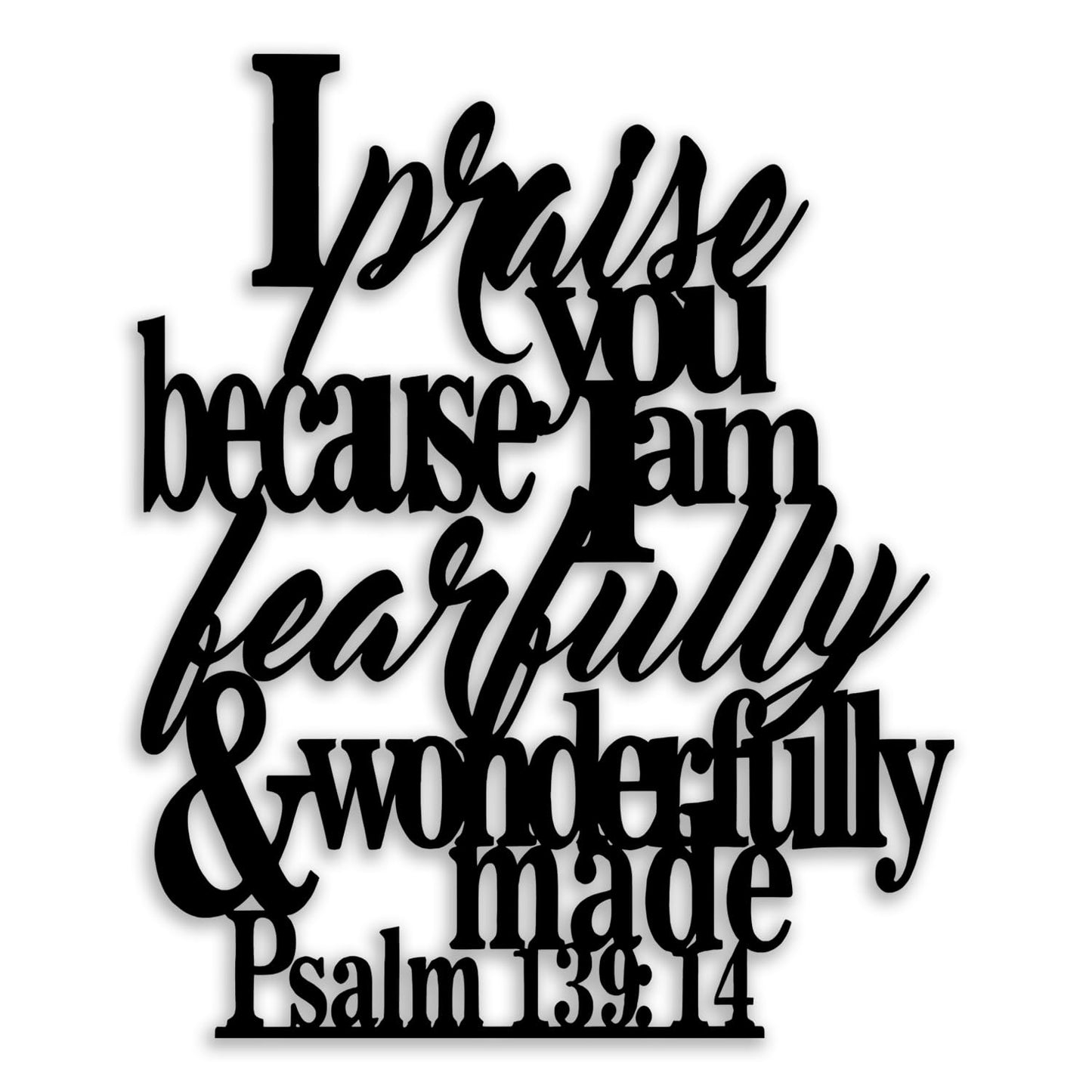 Psalm 139 14 Metal Wall Decor - Christian Inspirational Room Decor Motivational Scripture Wall Art Home Decor for Living Room, Bedroom, Dining Room, Bathroom, Office (Black)