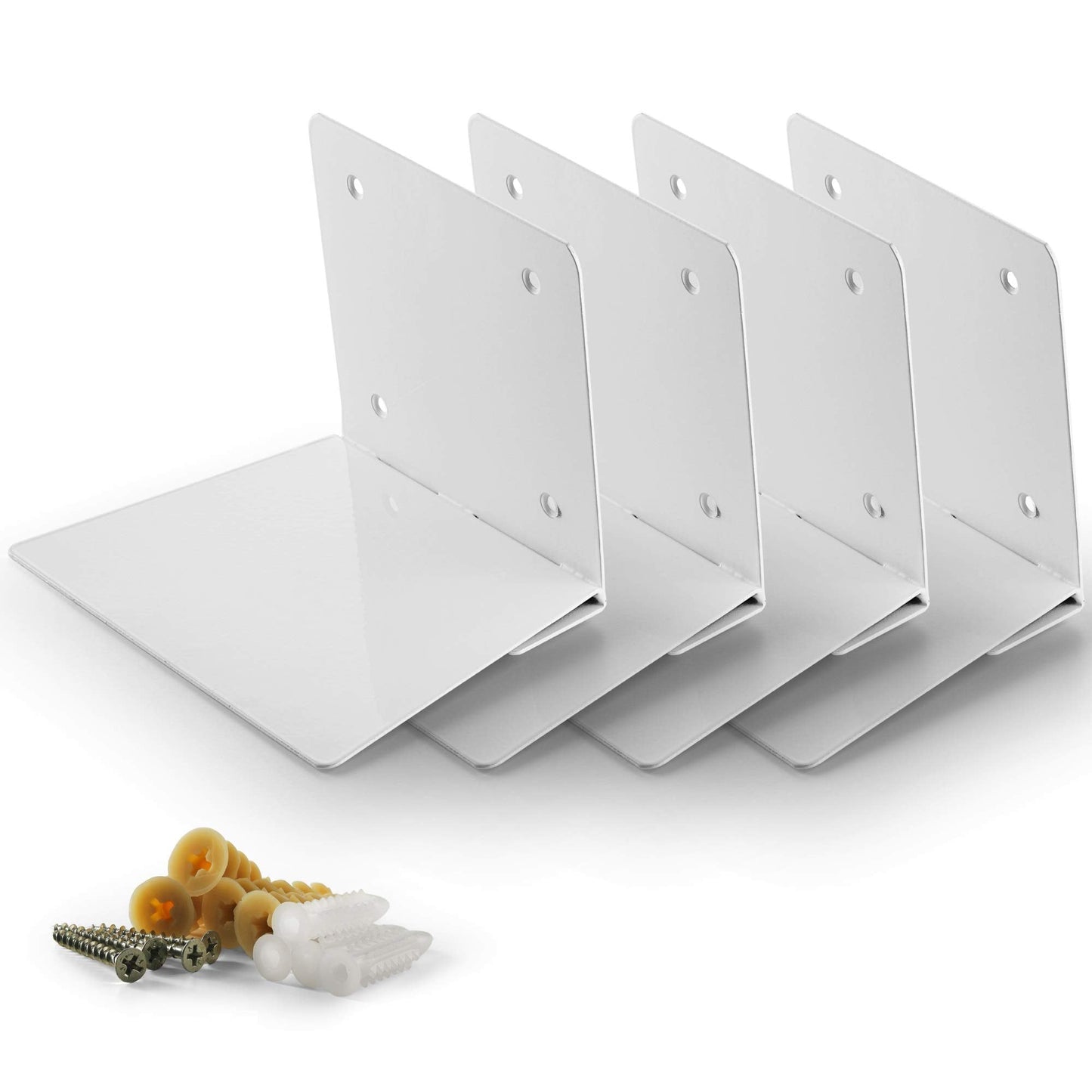 CRIZTA Set of 4 Invisible Floating Bookshelf, Heavy Duty Wall Mounted Book Organizer, Metal Shelves Holder for Books, Large Size (White)