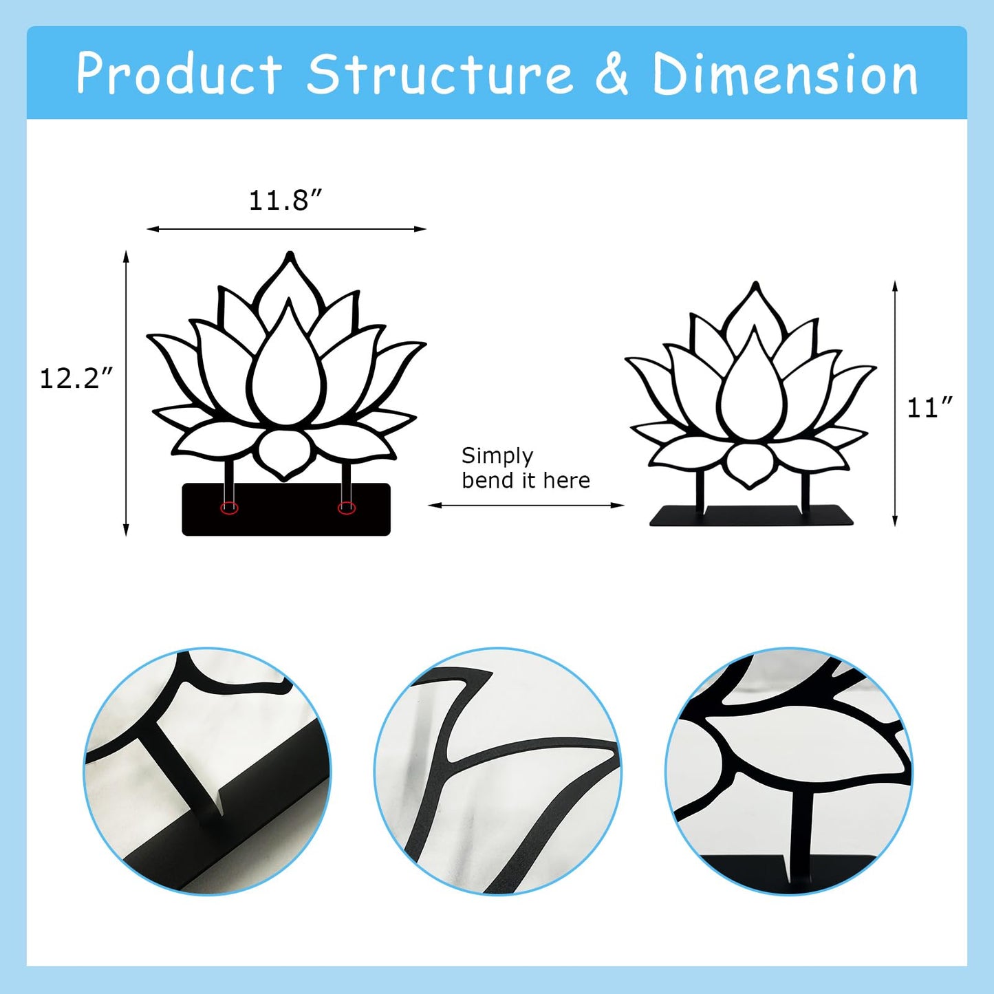 DASIMAT Metal Lotus Flower Tabletop Decor, Lotus Abstract Table Decor, Meditation Accessories, Zen Flower Art, Flower Center Pieces Decoration for Table, Spiritual Gifts