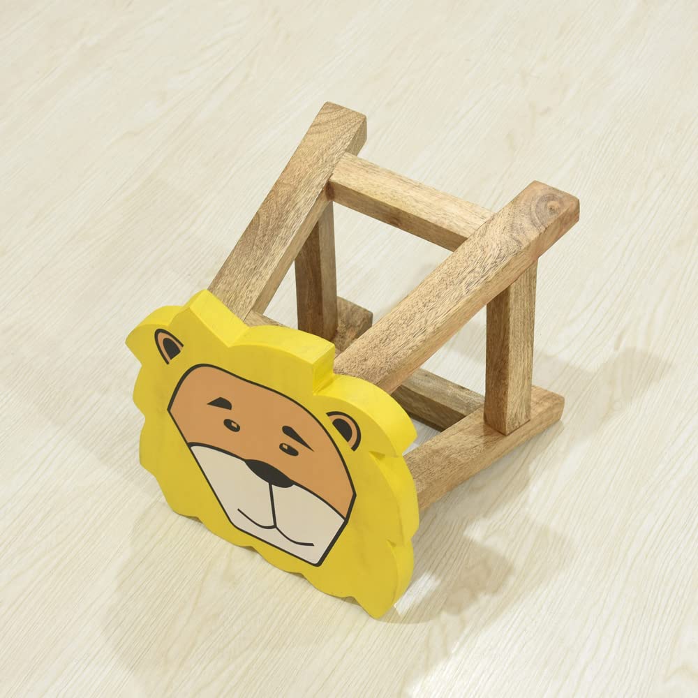 BBH Home's Handmade Yellow Novelty Shaped Mango Wood Stool 14x14x12 Inch AMBBRSST0002