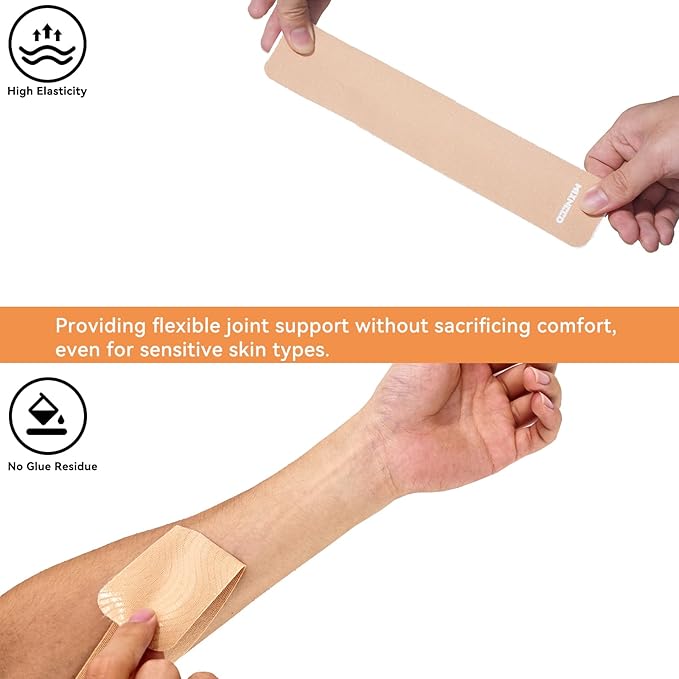 Precut Kinesiology Tape - 60 Strips (3 Rolls) | Waterproof Kinesiology Tape for Muscle & Joint Support, Athletic Knees, Shoulders, Back Pain Relief | Sport Tape for Weightlifting, Running