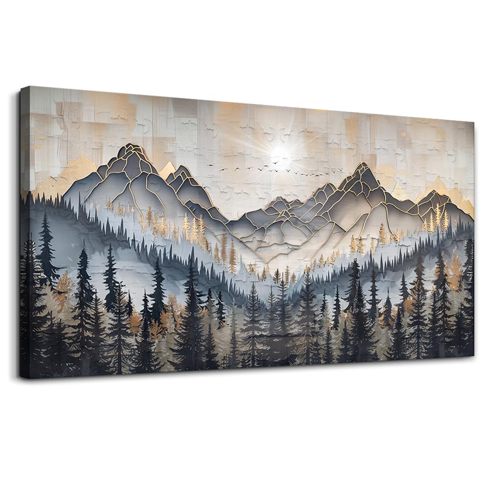 PHAOHUAXM Large Wall Art For Bedroom Wall Decor For Living Room Modern Office Dining Room Decor Abstract Ink-Wash Landscape Mountain Wall Pictures Printed Canvas Mountain Artwork Home Decor 20"X40"