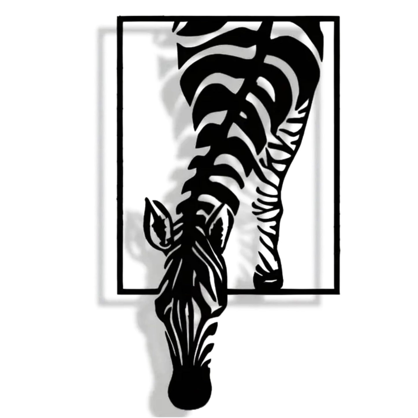Black Metal Zebra Wall Art, Safari Wildlife Metal Wall Decor, Modern Animal Silhouette Wall Hanging for Living Room Bedroom Hallway Home Office, 3D Window Frame Style African Zebra Decor Gift for Home Decoration 13.78x7.87 inches
