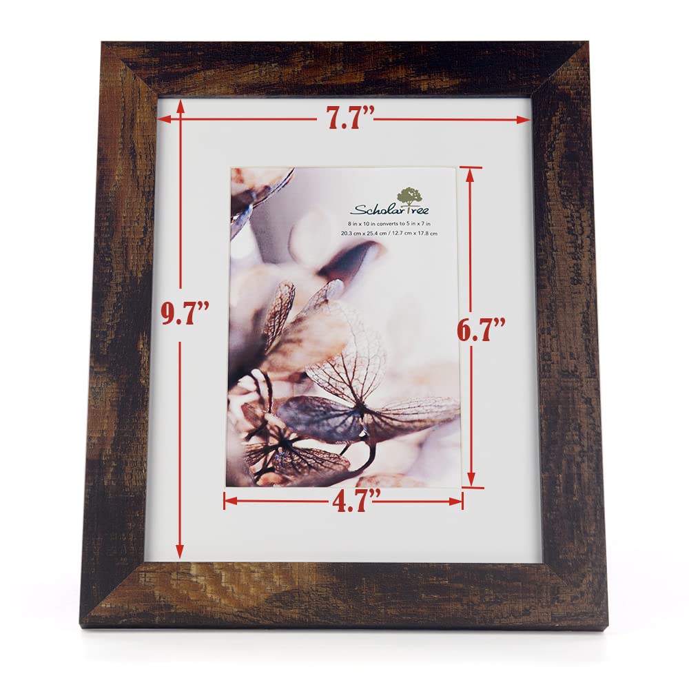 Scholartree Wooden Brown 8x10 Picture Frame 2 Set in 1 Pack can Display 8x10 picture without mat or 5x7 picture with mat