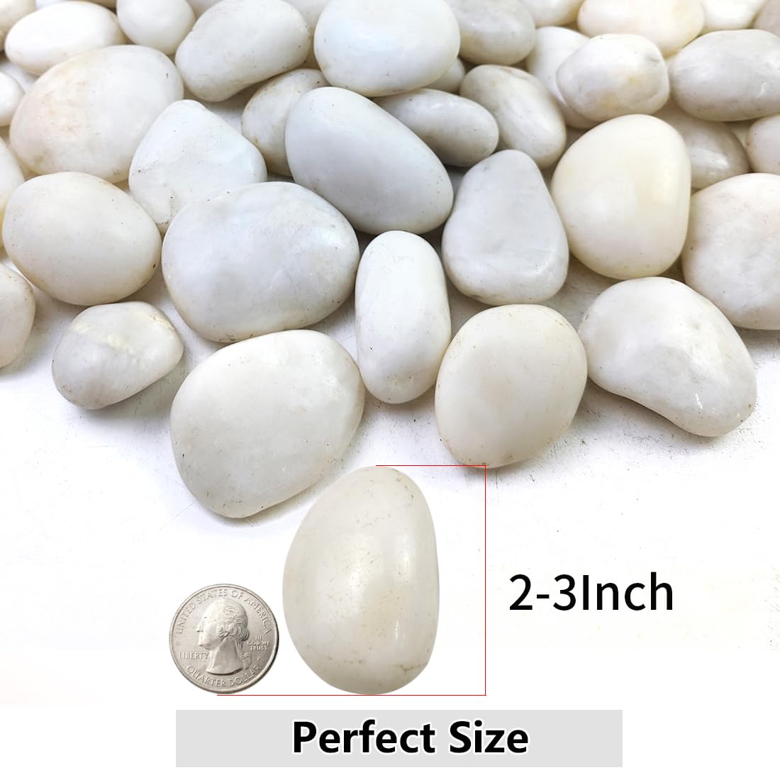 YISZM 40lbs White River Rocks for Landscaping, 2-3 Inch Natural Pebbles for Indoor Plants, High Polished Decorative Stones Garden Outdoor and Indoor DIY Vase Filler Fish Tank Aquariums