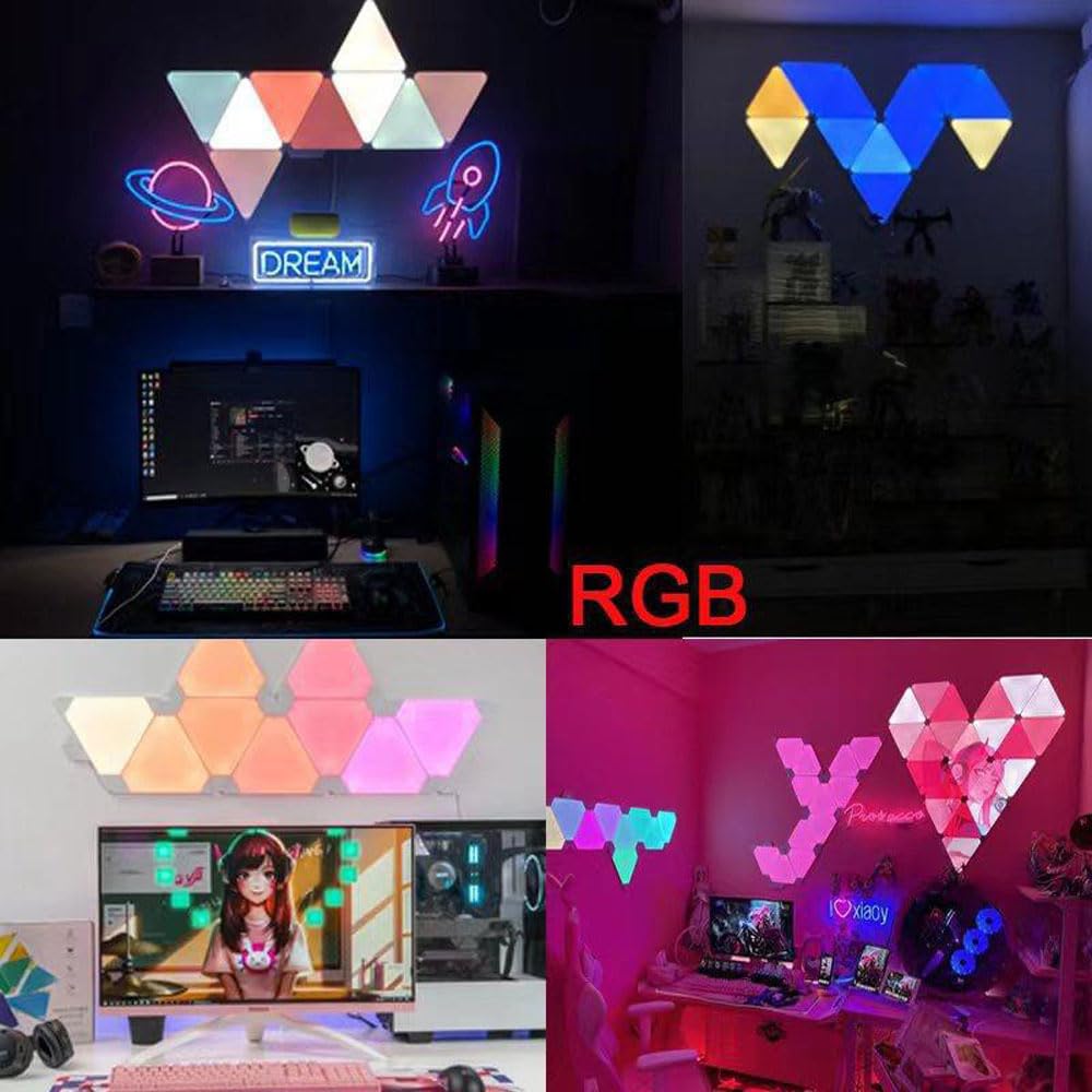 fbkapelk WiFi Bluetooth 5V USB Triangle Lamps Quantum Atmosphere LED Night Light for Game Bedroom Decoration Creative Decorat Wall Lamps (10 PCS Bluetooth)