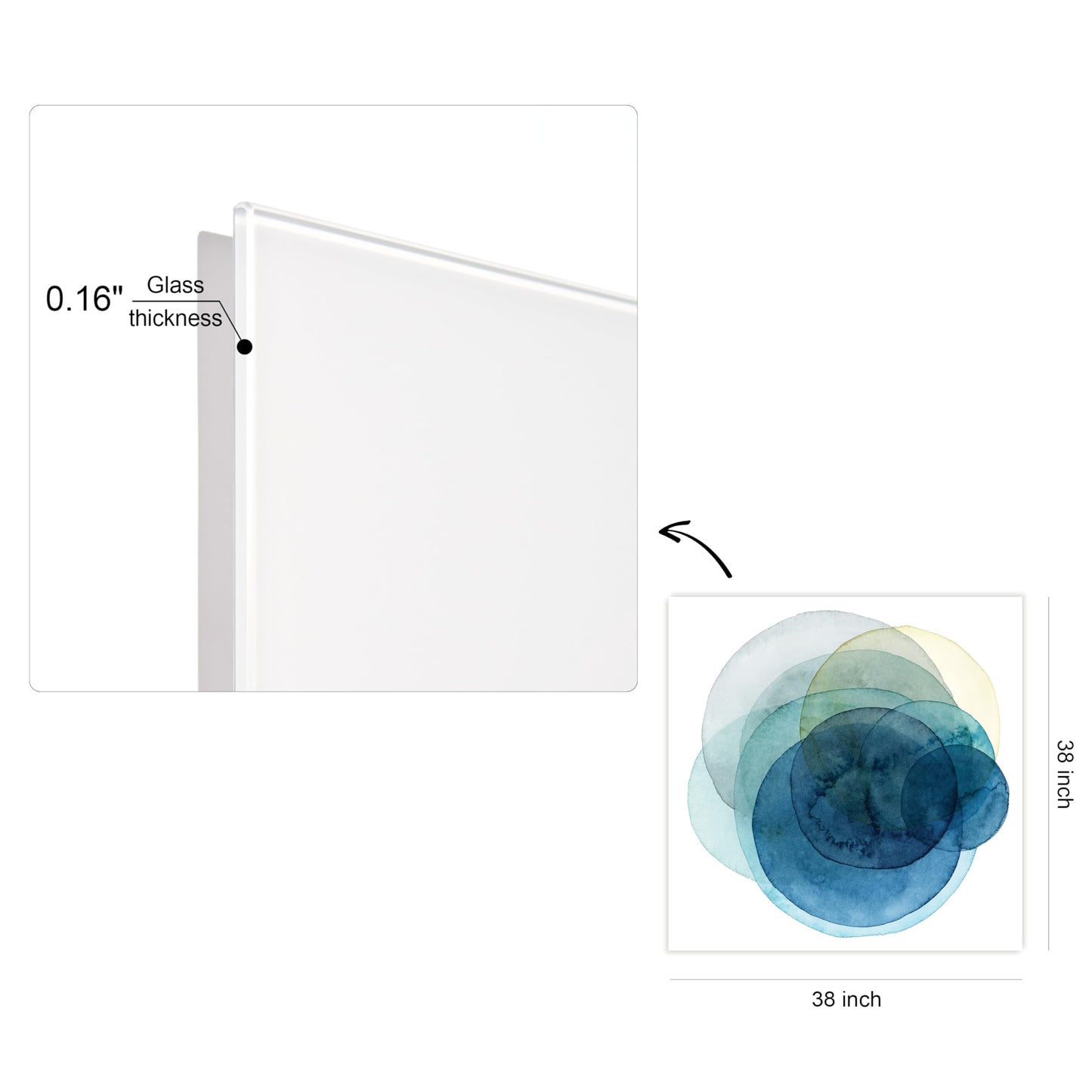 Empire Art Direct Evolving Planets I Frameless Free Floating Tempered Glass Panel Graphic Abstract Wall Art, 38" x 38" x 0.2", Ready to Hang