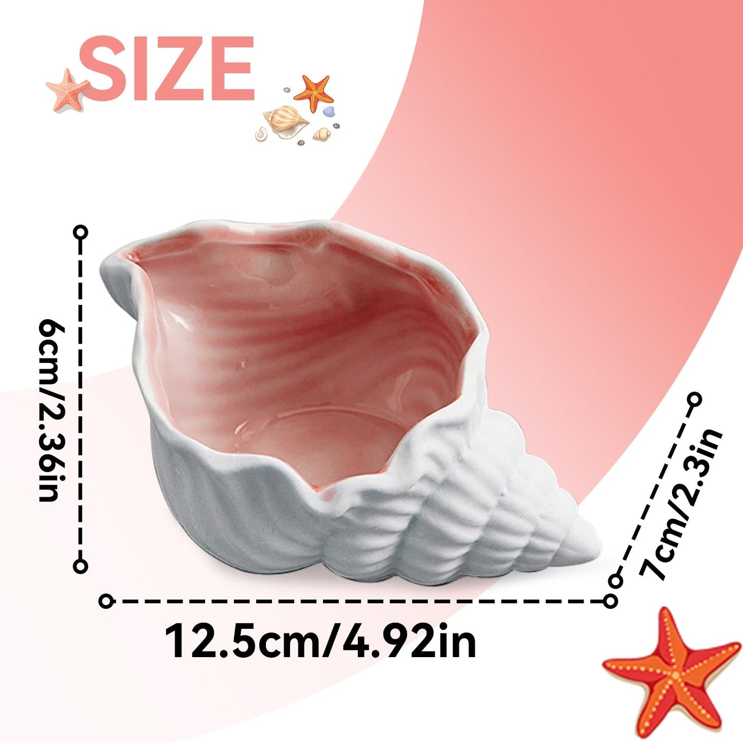Frdhee Pink Ceramic Conch Jewelry Tray, Conch Shape Jewelry Dish Ceramic Holder Ring Trinket Plate Ocean Coastal Decor Jewelry Plate Tray Key Bowl for Jewelry Christmas Room Beach Decor
