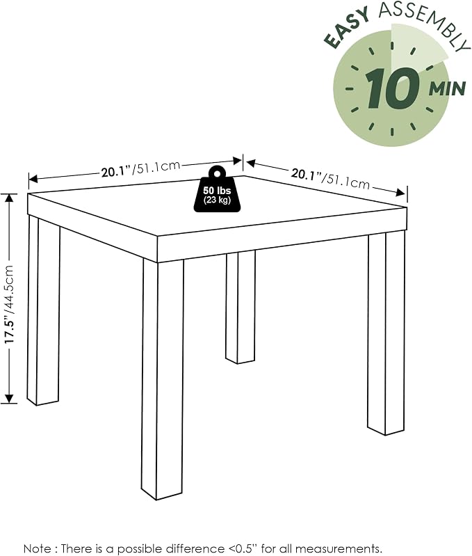 Furinno Classic Living Room Table Set of 3, Modern Rectangle Coffee Table with 2 Square Side Tables, End Tables, 1.8 Inch Thick Tabletop for Living Room, Home Office, Sage Green