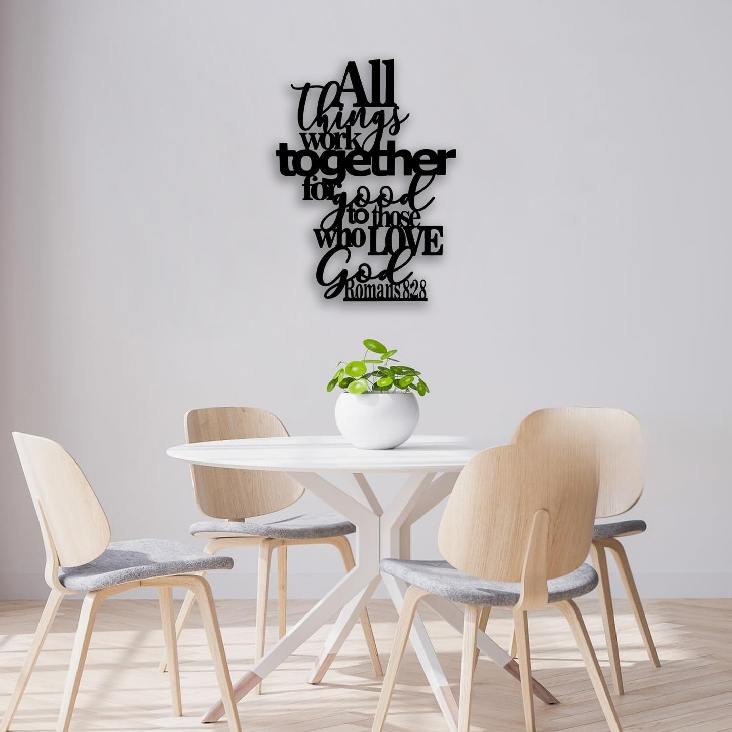OPTYBVFD Romans 8 28 Metal Wall Decor - Inspirational Room Decor Christian Scripture Motivational Wall Art Home Decor for Living Room, Bedroom, Dining Room, Bathroom, Office (Black)