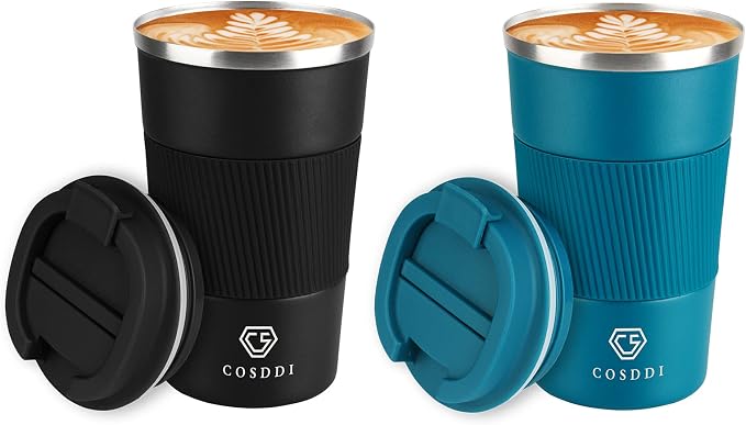 CS COSDDI 12 oz Stainless Steel Vacuum Insulated Tumbler - Coffee Travel Mug Spill Proof with Lid - Coffee Cups for Keep Hot/Ice Coffee,Tea and Beer
