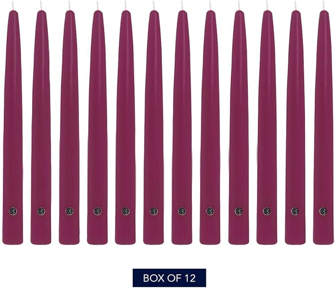 Colonial Candle Unscented Taper Candle, Handipt Collection, Mulberry, 10 in, Pack of 12 - Up to 8 Hours Burn