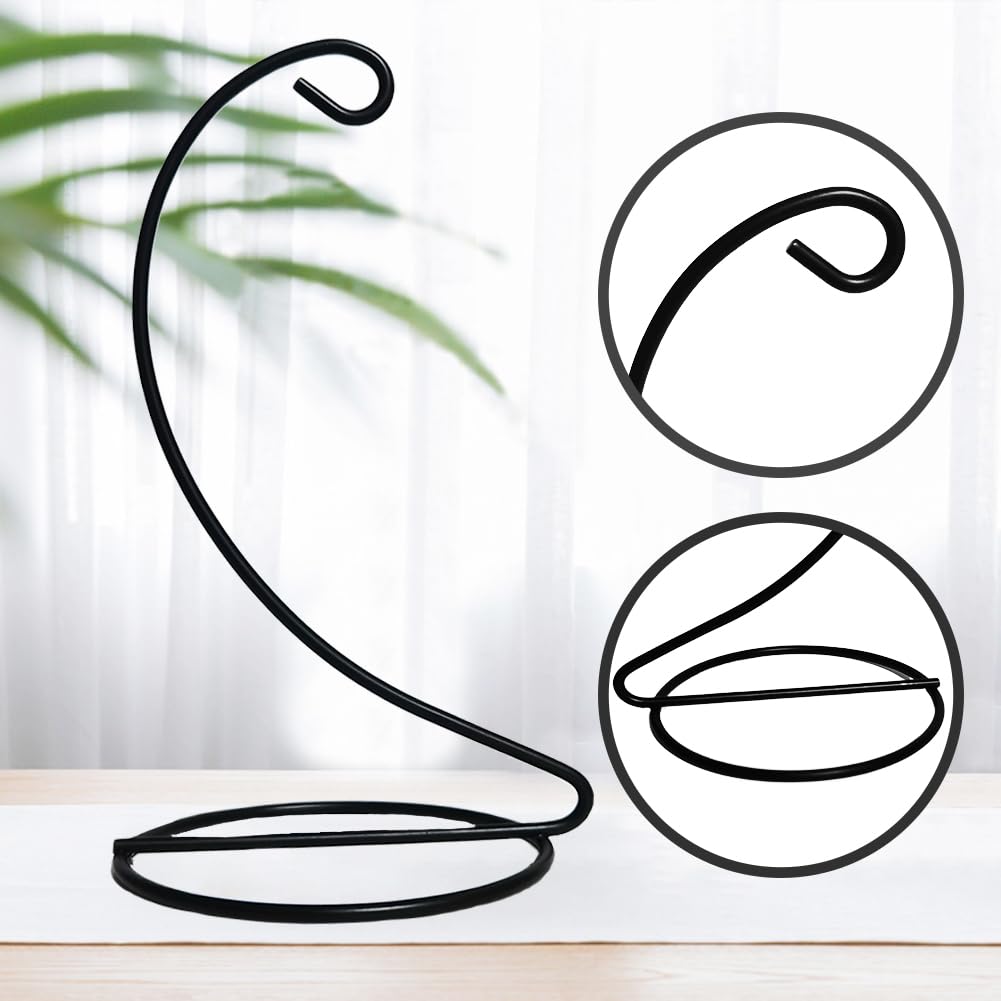 MADOCEGO Black Ornament Display Stand,Iron Hanging Stand Rack Holder for Hanging Glass Globe Air Plant Terrarium,Christmas Ornament and Home Office Party Decoration (Black)