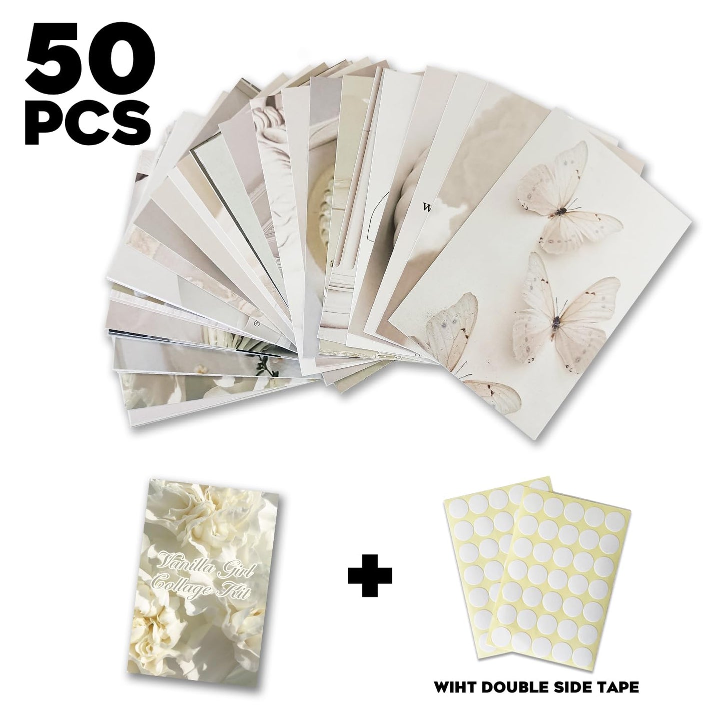 TwoDays Vanilla Girl Aesthetic Room Decor, Clean Girl Aesthetic Wall Collage Kit Pictures for Dorm, Neutral Posters, Cream Wall Art Prints for Bedroom.(Set of 50, 4" × 6")