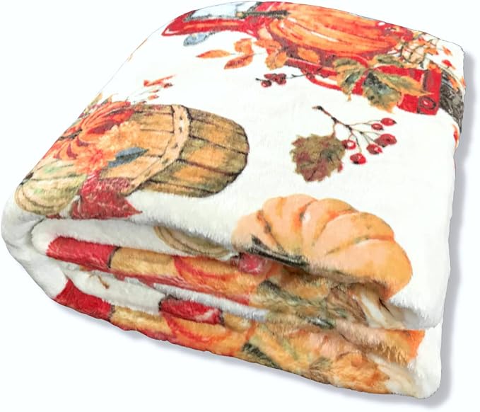 Fall Fleece Throw Blanket: Soft Cozy Plush Accent for Bed or Couch (Country Farm Truck, 50 x 70 inches)