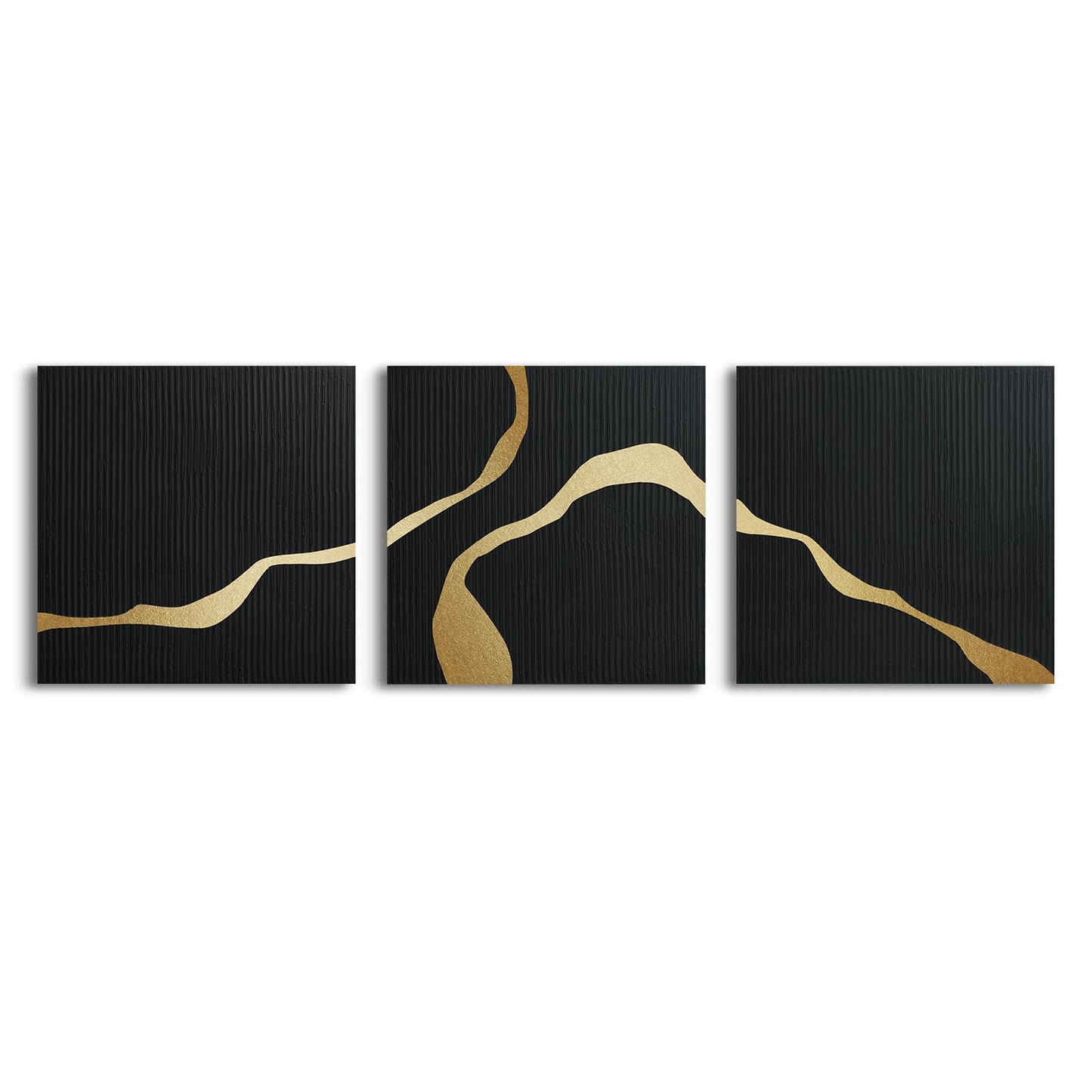 JUHOME Hand-Painted Thick Textured 3D Curve in Plaster Abstract Neutral Wall Art, Contemporary Minimalist Canvas Oil Painting Wall Decor,Home Decorative Art Painting