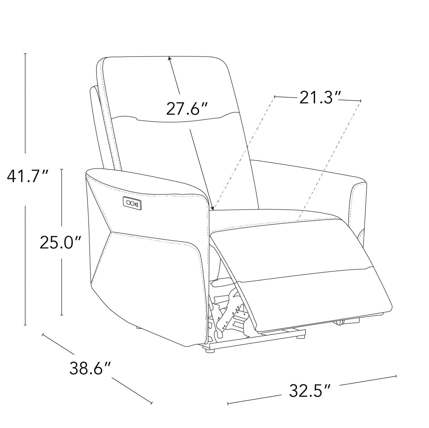 CHITA Leather Power Recliner Chair for Adults, Electric Wall Hugger Recliner for Small Spaces, Modern Living Room and RV Recliner Chair with Power Headrest & Charging Ports, Creamy Grey