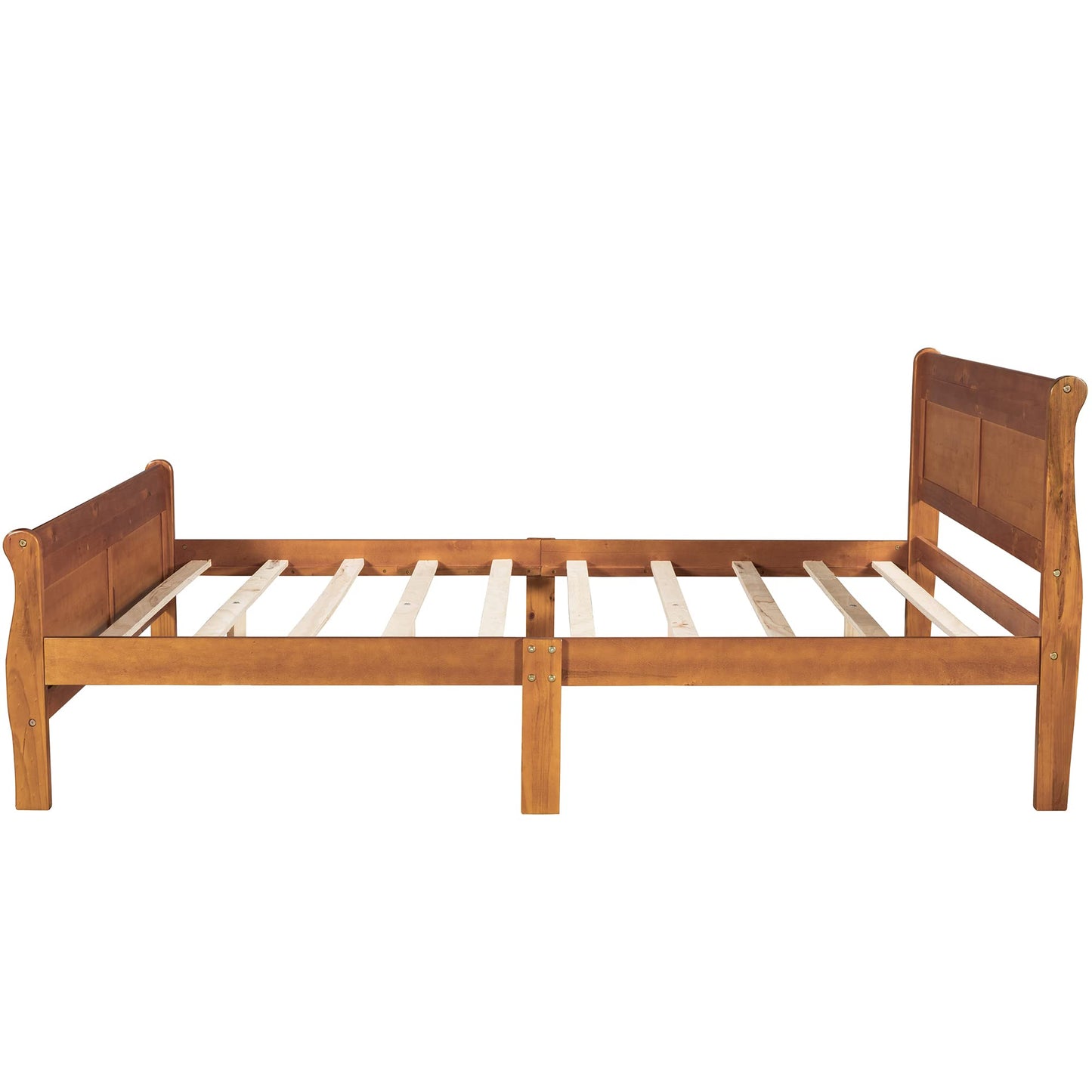 GDFStudio Queen Bed Frame, Wood Platform Queen Size Bed Frame with Headboard and Solid Wood Slat Support, Mid Century Modern Wooden Bed Frame for Bedroom Guest Room, No Box Spring Needed, Oak