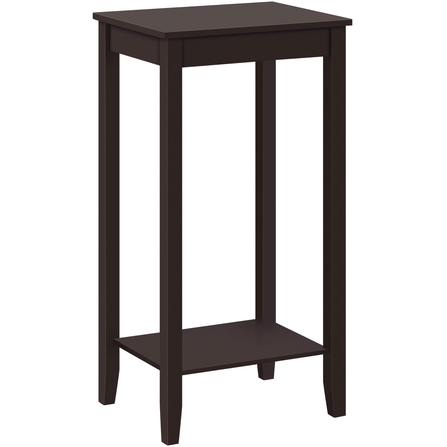 Yaheetech End Table Sofa Side Table with Open Shelf and Solid Wood Legs, Plant/Telephone Stand for Living Room, Couch, Office, Small Spaces, L15xW12xH29 Inch, Dark Coffee