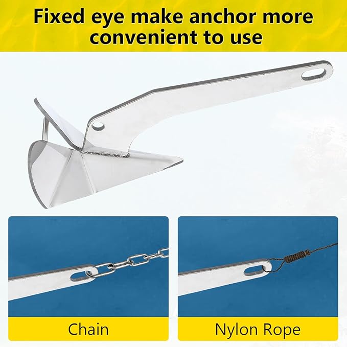 GAOMON 316 Stainless Steel Delta-Style Anchor, Fluke Anchor for Pontoon, Dinghies, Fishing Boats, Bass Boats, Sport Boats