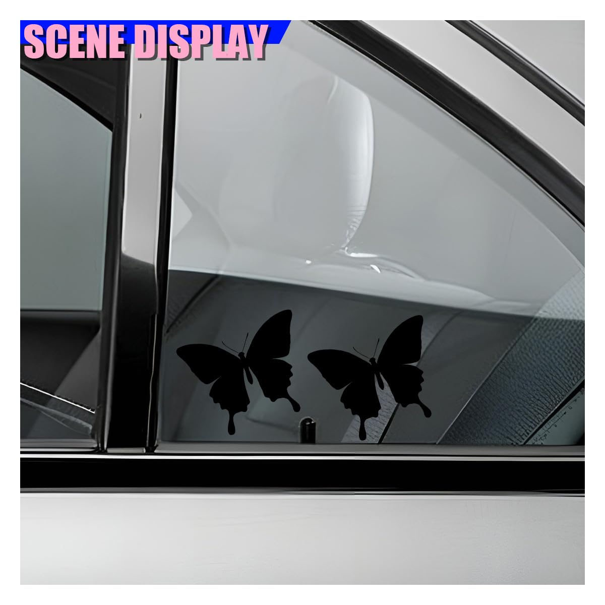 Craedli 2PCS Cute Butterfly Rearview Mirror Decal Car Sticker, Waterproof Vinyl Car Rear View Window Stickers for Women Teens, Butterfly Sticker Decoration for SUV Truck Waterbottle Laptop (Black)