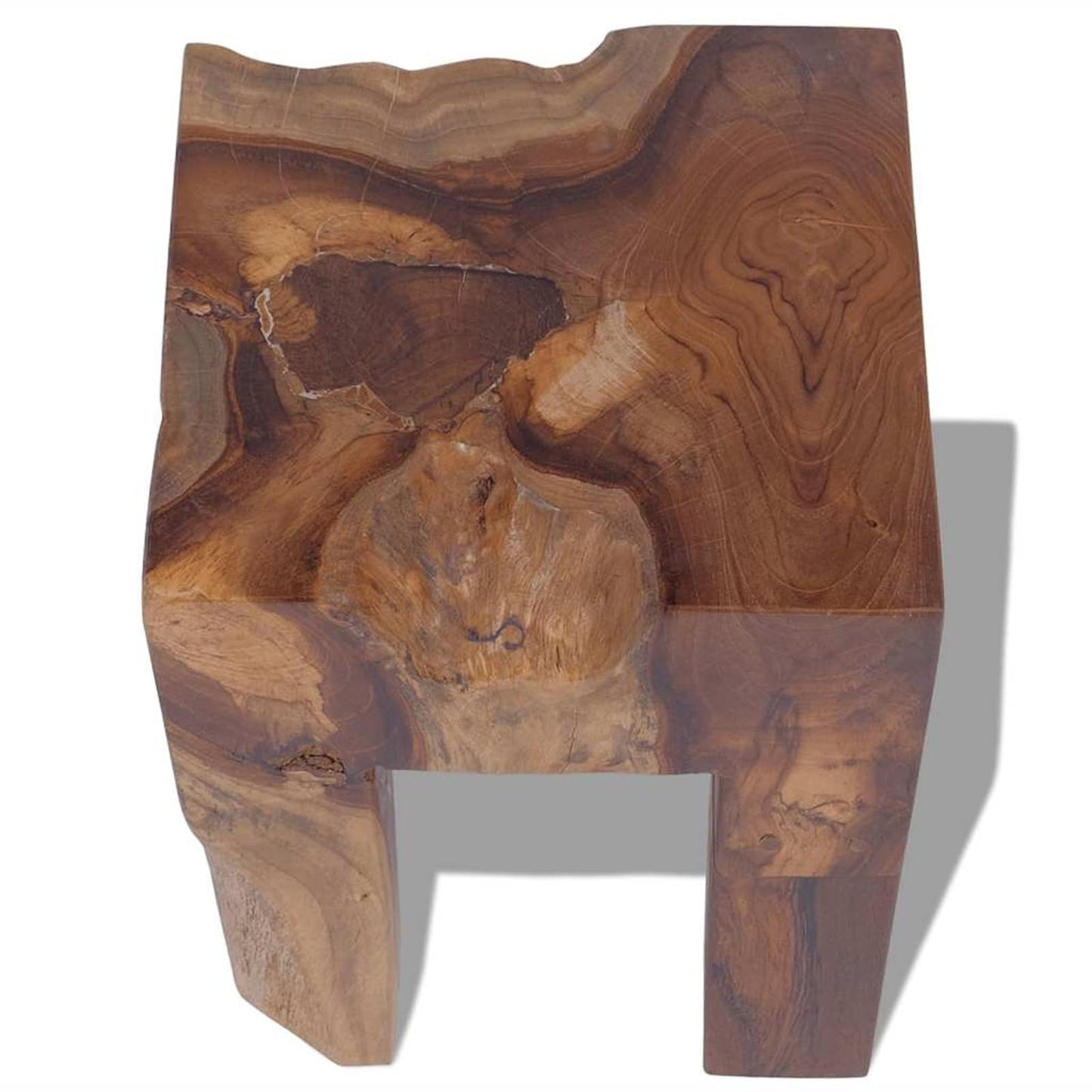 Gecheer Teak Wooden Rustic Stool Handmade for Home Decoration 30 x 30 x 40 cm