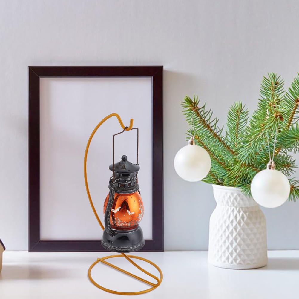 DELORIGIN 6pcs Ornament Display Stand Hanger Holder Glass Globe Iron Wire Stand Hanging Hook Rack for Christmas Lanterns Hanging Air Plant Terrarium Witch Ball Decor DIY Art Craft Display(Gold)