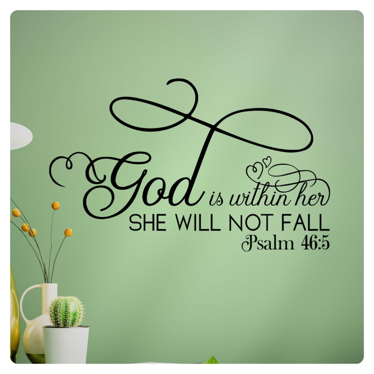 My Vinyl Story - God is Within Her - Inspirational Wall Decal Quote Sticker Religious Bible Verse Christian Scripture Vinyl Art Decor for Home Living Bed Room, Removable
