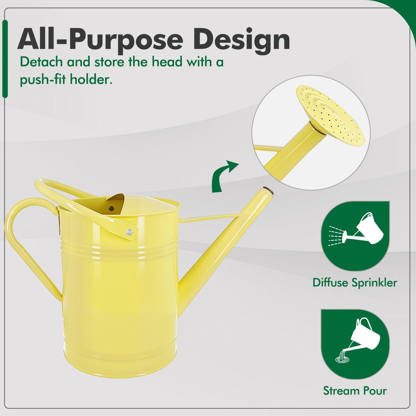Galvanized Iron Watering Can for Indoor Plants, DIY Watering Cans for House Plant Garden Flower, Long Spout Water Can for Outdoor Watering Plants 6.44L 1.7Gallon (Beige)